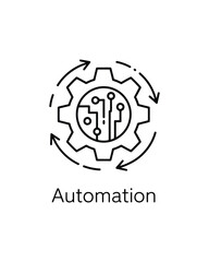 Fototapeta premium Gear with circuitry pattern and circular arrows representing automation concept