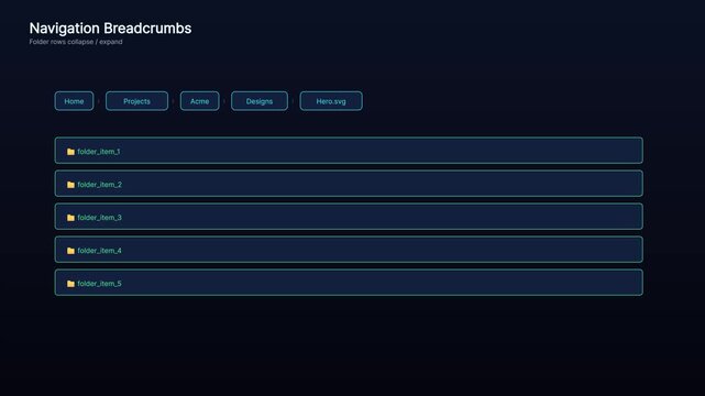 Modern ui navigation breadcrumbs and folder file system interface animation