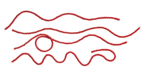 Red string, set rope isolated on white background, clipping path, design element © dule964