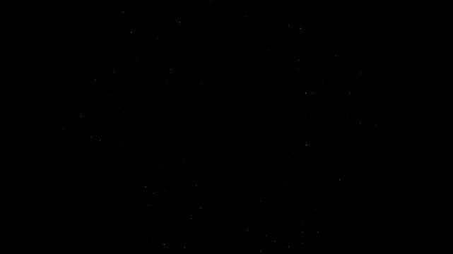 Luxury white glitter star trail animation with twinkling particle Magic glitter star trai light particles.seamless loop starry sky effect on black screen, radiant twinkle shine 4k