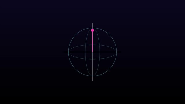 Abstract 3 d rotating sphere wireframe with pink orbital point motion globe