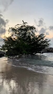 November 2023 Vertical Tropical Beach Waves at Parai Beach Resort Bangka Island Indonesia