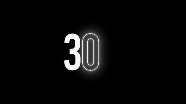 Modern subscriber celebration 30k text reveal template showing a 3 set variation with a creative neon sign glow effect for social media video intros and promos