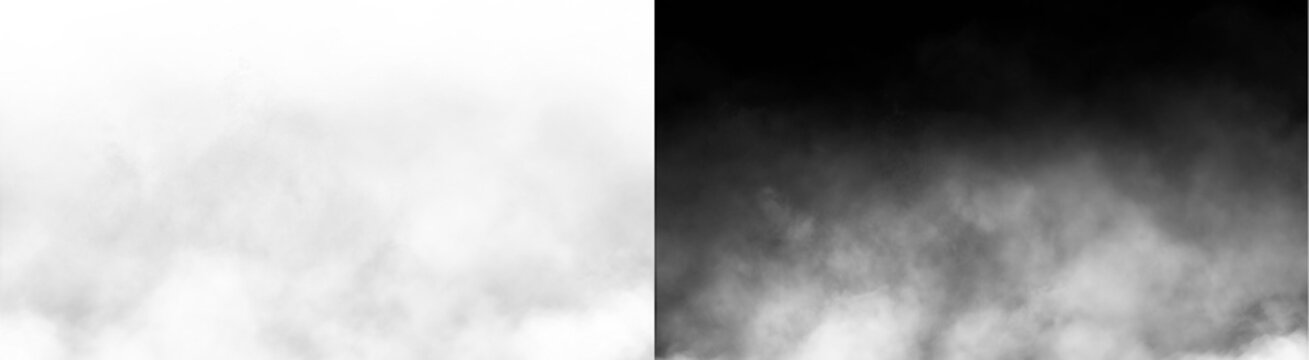 PNG image of Wispy white clouds of soft ethereal mist floating in a gentle horizontal arrangement depicted with high resolution on transparent background