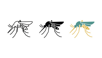 Mosquito insect pest control icons in outline solid and colored vector style for health awareness and biology education © TARU STOCKPLC