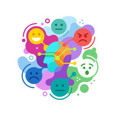 Fototapeta premium Abstract Illustration of Artificial Intelligence Processing Various Human Emotional Expressions
