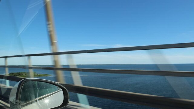 Kalmar, Sweden A car drives over the bridge to the Oland island in summer. 