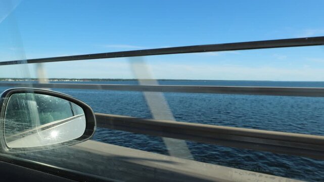 Kalmar, Sweden A car drives over the bridge to the Oland island in summer. 