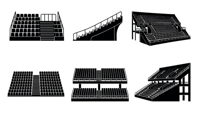 Collection of stadium seating and bleacher illustrations