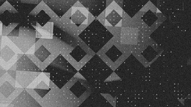 Monochrome geometric square pattern grid texture dark grainy noisy digital esthetic background, textured background 4k.