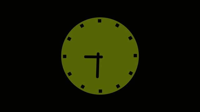 "Modern clock animation with glowing circular dial, smooth rotating hour, minute and second hands..