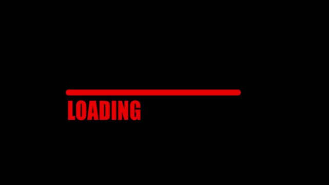 Digital connection loading bar icon animation . Connection Loading bar connection screen for games, black screen, loading text, pixel art, loading screen animation.