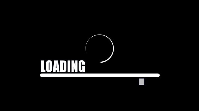Digital connection loading bar icon animation . Connection Loading bar connection screen for games, black screen, loading text, pixel art, loading screen animation.