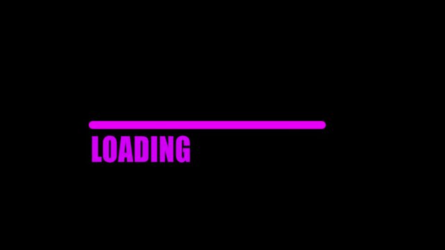 Digital connection loading bar icon animation . Connection Loading bar connection screen for games, black screen, loading text, pixel art, loading screen animation.