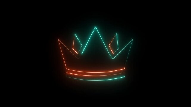 "Futuristic neon crown icon animation, glowing crown outline forming from light trails, smooth energy flow,