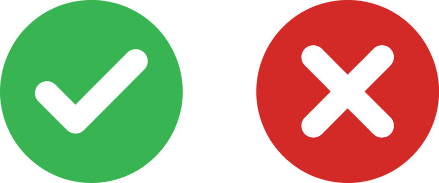 Green check mark and red cross mark icons for correct and incorrect choice selection
