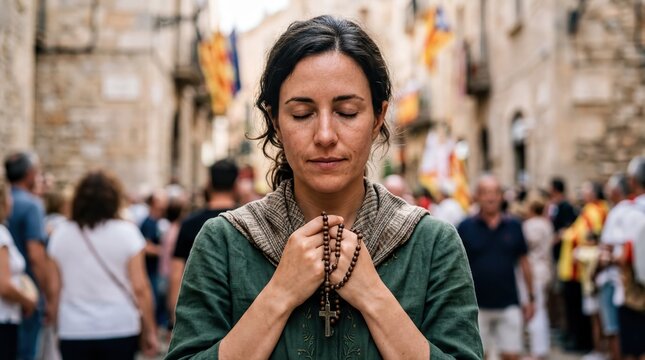 cultural festivals, a devoted individual experiencing the spiritual essence of the feast of saint maginus