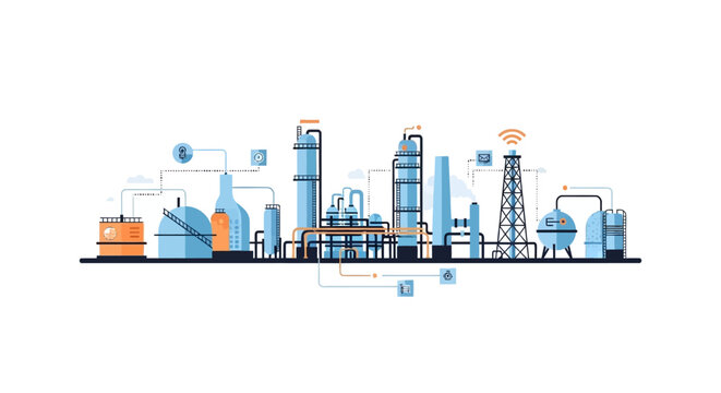 Modern Industrial Refinery Plant with Digital Technology and Smart Systems