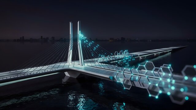 Graphene particle cable stayed bridge &ndash; Great for advanced technology and nano engineering.