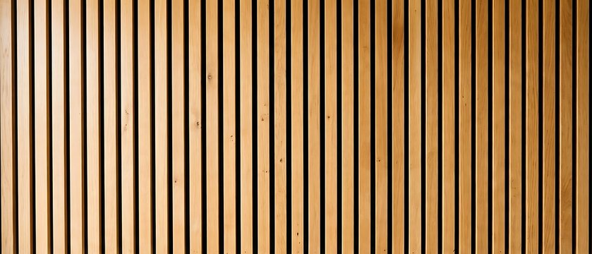 Minimalist background of vertical light wood slats forming a linear pattern