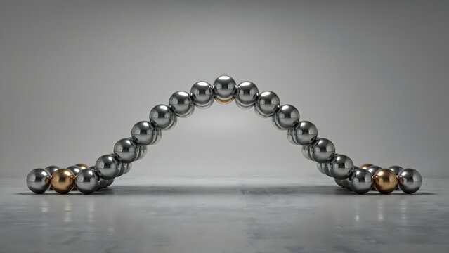 Chrome sphere bridge with gold base &ndash; Great for team balance or manufacturing quality control.