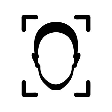Minimalist Face Recognition Outline Icon in Flat Line Art Style