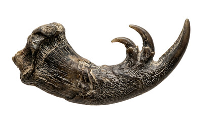 Fototapeta premium Ancient Fossilized Predator Claw Isolated on a Clean White Background