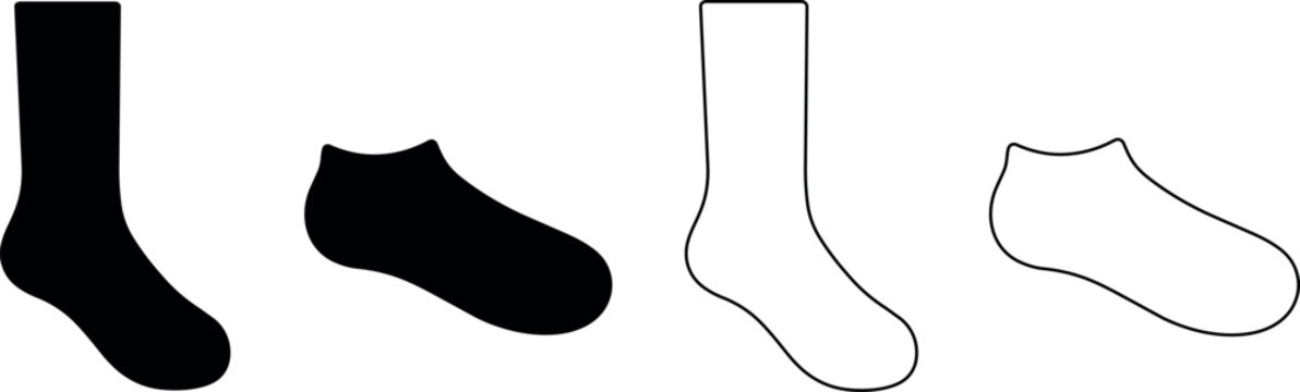 Set of two black and outline sock shapes for comparison