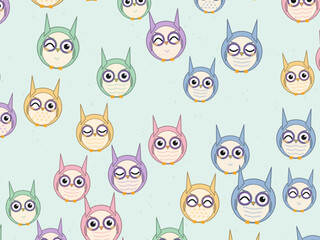 Fototapeta premium Adorable Owls Woodland Animal Background