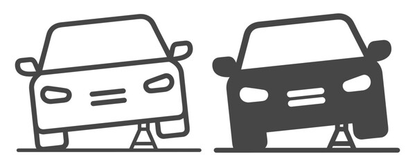 Car on jack stands icon on transparent background © Pavlo