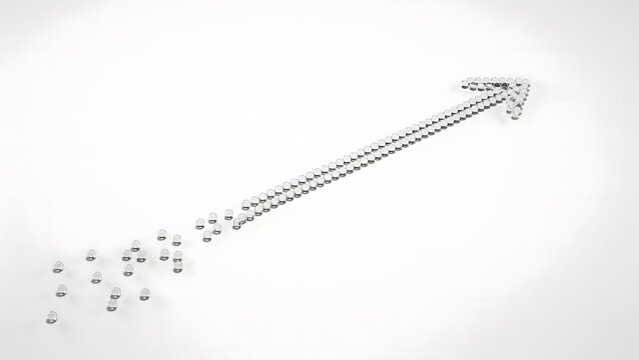 Tiny glass beads gathering into an arrow on white &ndash; Great for laboratory research, cosmetic branding, or minimalist craft blogs.