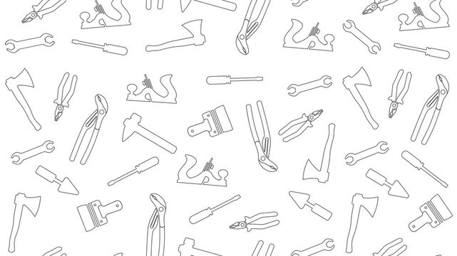 Repair tools pattern animation, seamless looping animated background, handyman motion design, dynamic repair tools texture, graphic elements. 4K. Animated Video.