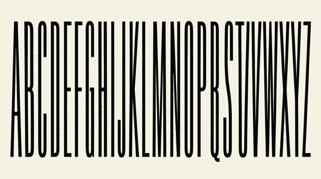 Extra tall condensed serif font characters.
