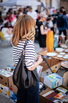 Portrait of stylish mature woman at outdoor market