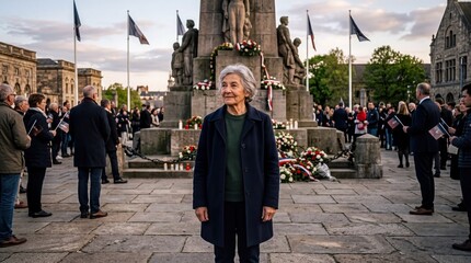 cultural heritage celebration, a person stands proudly during a serene liberation day commemoration