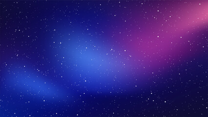 Space vector background with blue and purple nebula light. Starry night sky abstract illustration. Galaxy filled with stars and cosmic dust for digital wallpaper and sci-fi design. © Shells