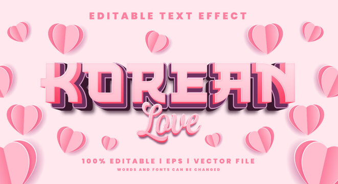 Editable korean love text effects