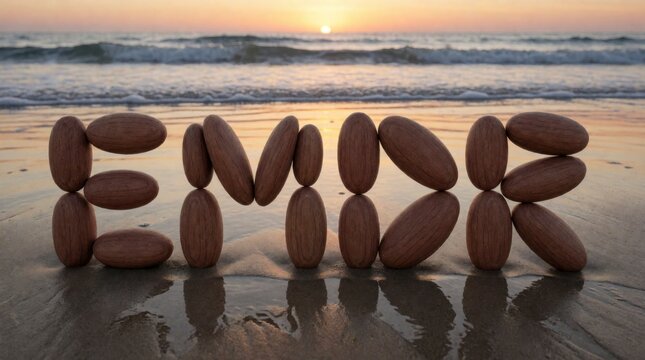 Pebbles Forming the Word 'EMDR' on a Beach at Sunset