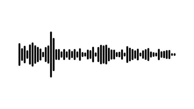 Minimalist black line audio waveform on white background, digital sound spectrum animation, Sound wave animated audio waveform spectrum animation, digital music frequency wave, 4k loop animation.