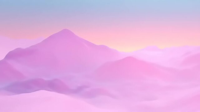 Abstract pink landscape of rolling hills and sky at sunrise or sunset