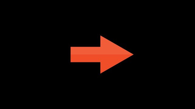 Right arrow transition animation on black background with directional motion 4k