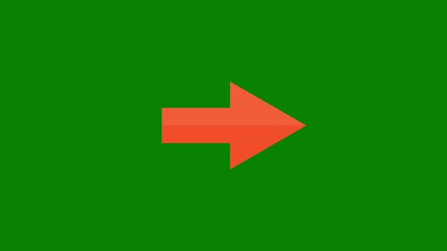 Right arrow transition animation on green background with directional motion 4k