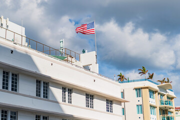 Ocean drive. Miami Beach in Ocean Drive Florida. Art Deco building architecture. Architectural...
