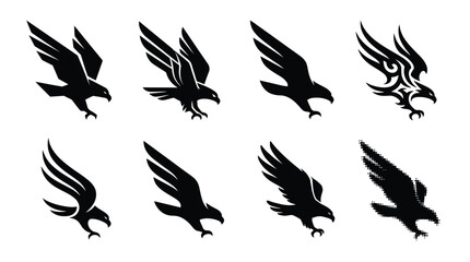 Obraz premium Black eagle silhouettes flying Vector