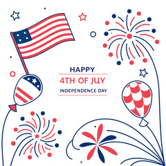 Fototapeta premium Happy 4th of July Independence Day Typography Vector Design, USA Patriotic Celebration Graphic