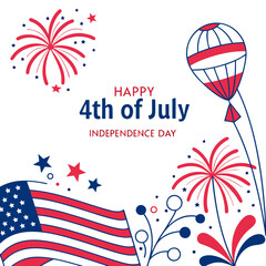 Fototapeta premium Happy 4th of July Independence Day Typography Vector Design, USA Patriotic Celebration Graphic