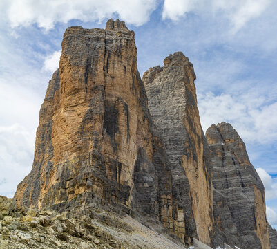 Le Tre Cime rocks from Dolomites mountains, Italy