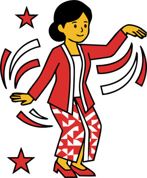 Traditional Indonesian Dance Performance Vector Illustration