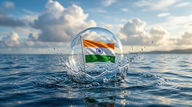 India independence day flag in water globe patriotic symbol