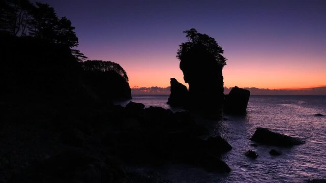 三王岩の朝と太平洋